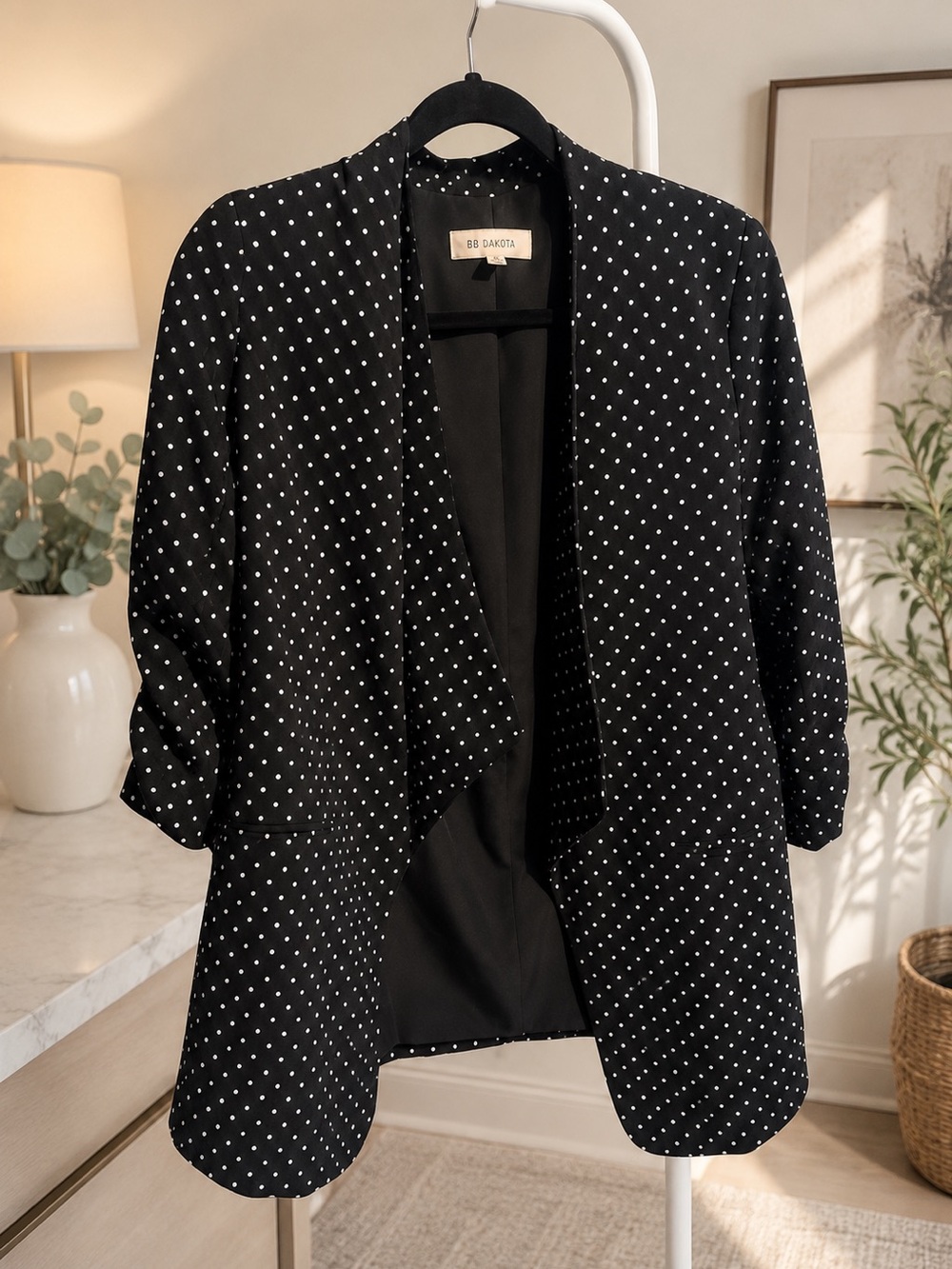 Philosophy Black Blazer with White Polka Dots